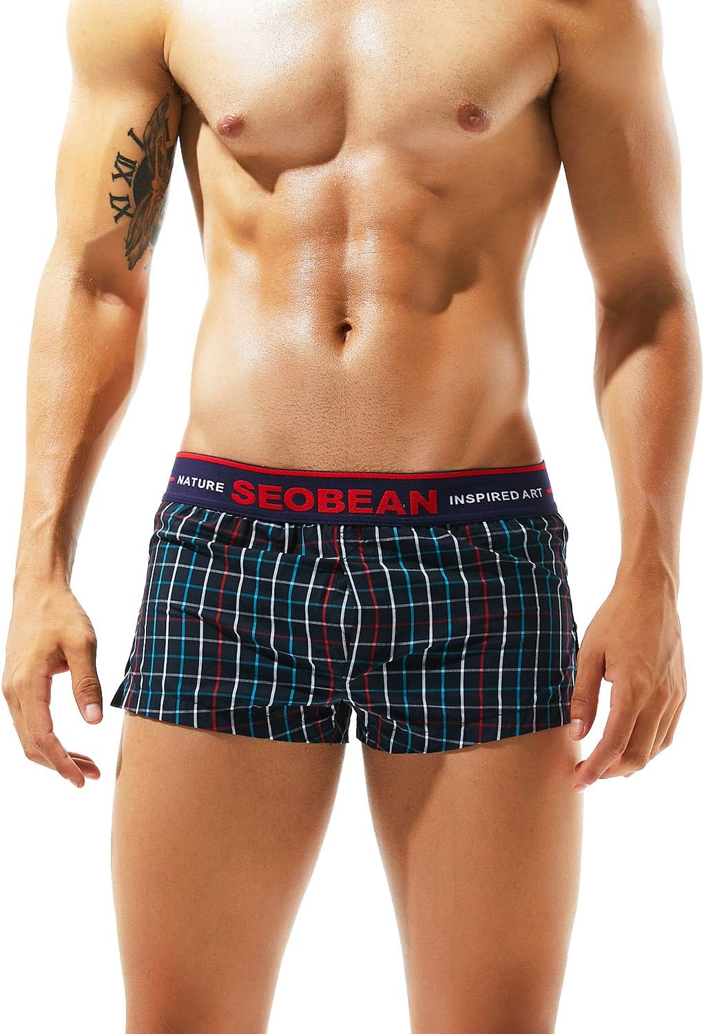 SEOBEAN Men's Low Rise Trunk Boxer Brief Shorts Lounge Underwear