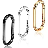 Thrymme 3Pcs Keychain Clips, Carabiner Clip Small, Alloy Spring O Ring Keychain for Purse Strap Keys Bag in Black Silver Gold