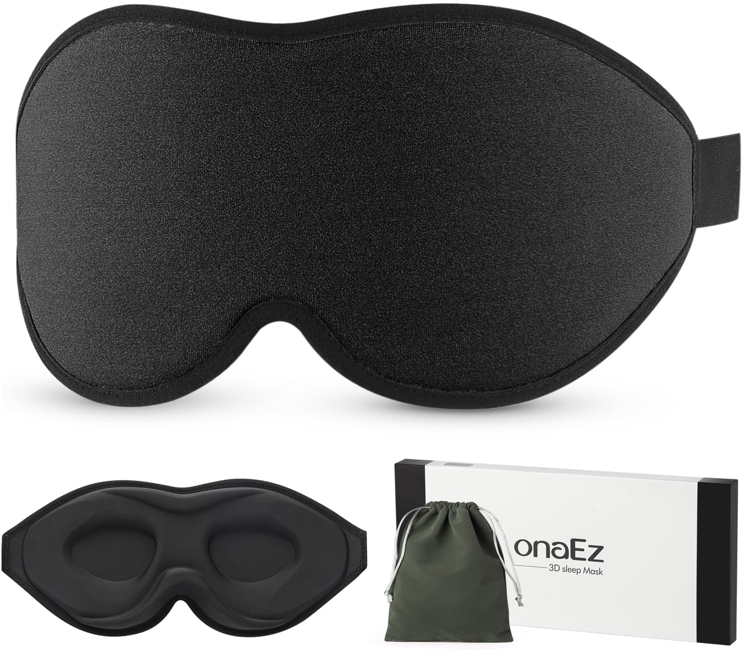 onaEz Eye Mask, 2026 Upgraded 100% Darkness 3D Sleep Mask with 12mm Recessed Eye Sockets, Soft Milk Ice Silk Sleeping Mask, Breathable Comfortable Eye Mask for Sleeping Traveling Napping Yoga