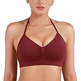 YEOREO SoftHue Women Halter Sports Bra Impact Longline Strappy Bra V Neck Padded Open Back Workout Gym Crop Top