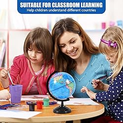 KISEER Rotating World Globe 6 Inch Spinning Earth