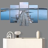 SIGNWIN 5 Panel Canvas Wall Art Modern Art Farmhouse/Country Lake Multicolor Nature Photography Relax/Calm for Home Decorations Ready to Hang - 60