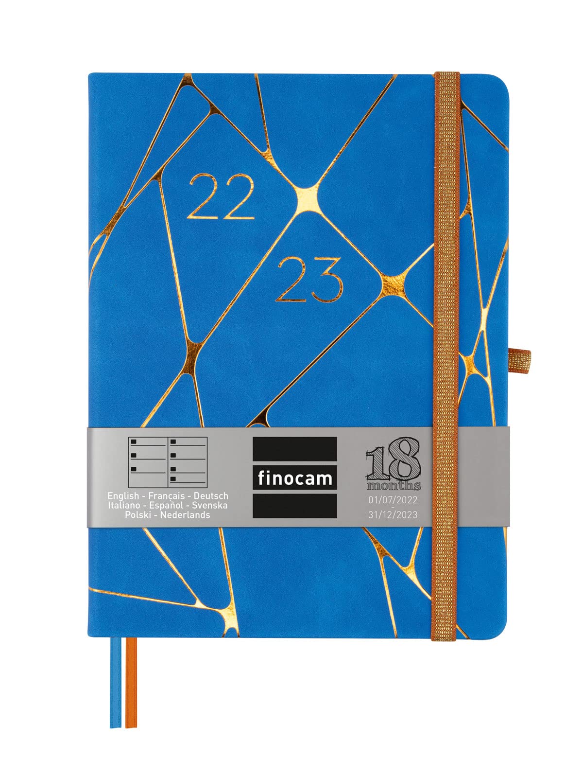 Finocam - Diary 2022 2023 Minimal 18 Months Week to View Horizontal July 2022 to December 2023 (18 Months) Geometric International, DIN A5 (M5-140 x 190 mm)