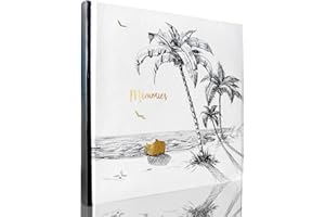 Holoary Photo Album 4x6 160 Photos Two Pictures Per Page, Memo Writing Area for Each Pocket, 160 Pockets 4”x6”, Printed Book Cover Travel Design Natural Beach Vacation Honeymoon Memories