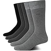 Calvin Klein Mens Dress Socks - 5 Pairs Soft Cotton Blend Crew Socks for Men - Classic Comfort Stay Up Cuff Mixed Pattern