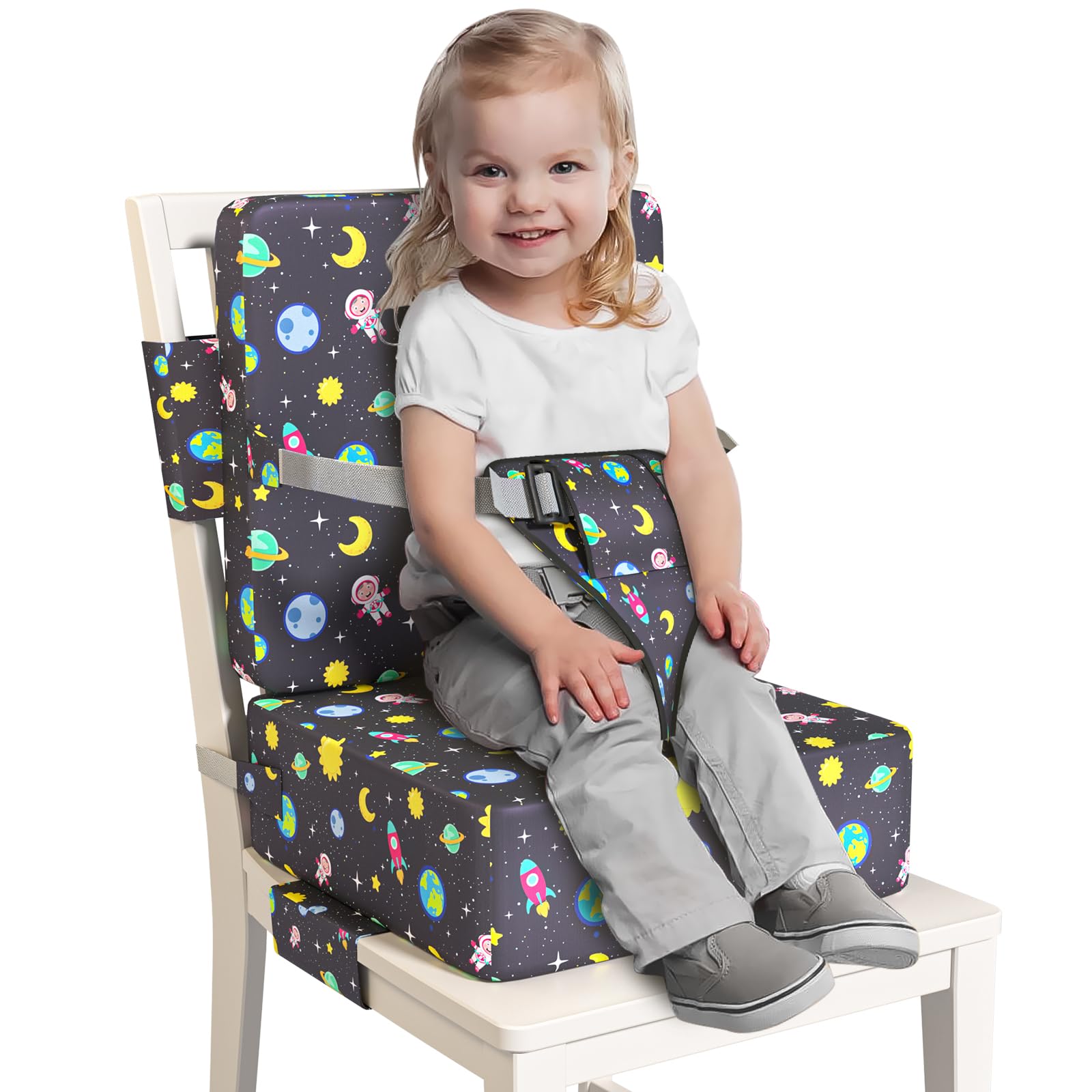 Photo 1 of Booster Seat for Dining Table, Toddler Booster Seat for Dining Table with Safety Buckles, Anti-Scratch Easy Cleaning Toddler Seat for Table