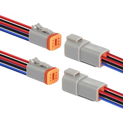 WOODGUILIN Deutsch DT 6 Pin Connector,6 Way DT Automotive Waterproof Electrical Connector Male Female Plug Wiring Harness,with 16 AWG Cable Wire,for Car,Truck,Boats,LED Work Light.(2 Pairs,6P DT Gray)