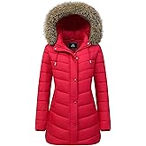 Women's Long Winter Puffer Coat Warm Thicken Fleece Lined Down Jacket Waterproof Detachable Hooded Parka