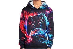 BOVOSHA Boys Girls Hoodies 3D Graphic Novelty Hooded Sweatshirt Kids Long Sleeve Pullover for Autumn Size 5-14