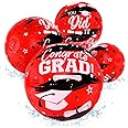 4 Pieces Inflatable Beach Balls for Graduation Party Decoration Congrats Grad Sign Graduation Party Favors for Class of 2024 College Graduation Pool Party Supplies (Red)
