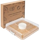 WILLKOMMEN Charcuterie Board with Lid- 5 Compartment Carbonized Bamboo Serving Tray with Locking Lid, Square Serving Platter Divided Serving Dishes for Party Cheese Snack Fruit
