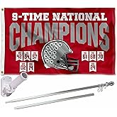 College Flags & Banners Co. Ohio State Buckeyes 2024 and 9 Time National Champions Flag with Pole and Bracket Holder University Set