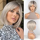 HAIRCUBE Bob Wigs for Women Synthetic Wig with Fringe Mixed Blonde Color
