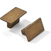 khtumeware 10 Pack Square Zinc Antique Brass Cabinet Knobs for Drawers and Cupboards-Screw-On,1-9/16 Inch Diameter,Vintage Brass Finish,5/8 Inch Hole Center