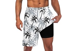 UNICOMIDEA Men Swim Trunks with Compression Liner 9 Inch Long Board Shorts