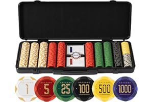 ARTGAME 14g Clay Poker Chips Set for Texas Hold’em, 500 PCS [with Numbered Values] with Chip Case, Bright Colored Chips are Easy to Distinguish Ideal Gifts for Poker Players