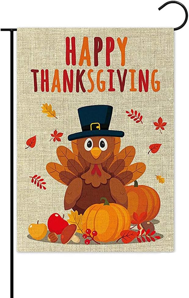 Flags - Erockbuy Happy Thanksgiving Flag Double-Sized Yard Banner Pumpkins Turkey Printing Garden Decorative Yard Decorations, Seasonal Outdoor Flag 12 x 18 Inch (Thanksgiving)