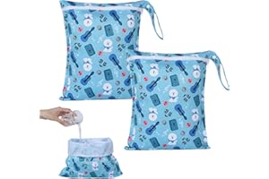 OTraki 3pcs Baby Cloth Diaper Wet Dry Bags with Zippered & Handle Waterproof Reusable Travel Beach Pool Daycare Baby Items Yoga Gym Bag for Swimsuits or Wet Clothes