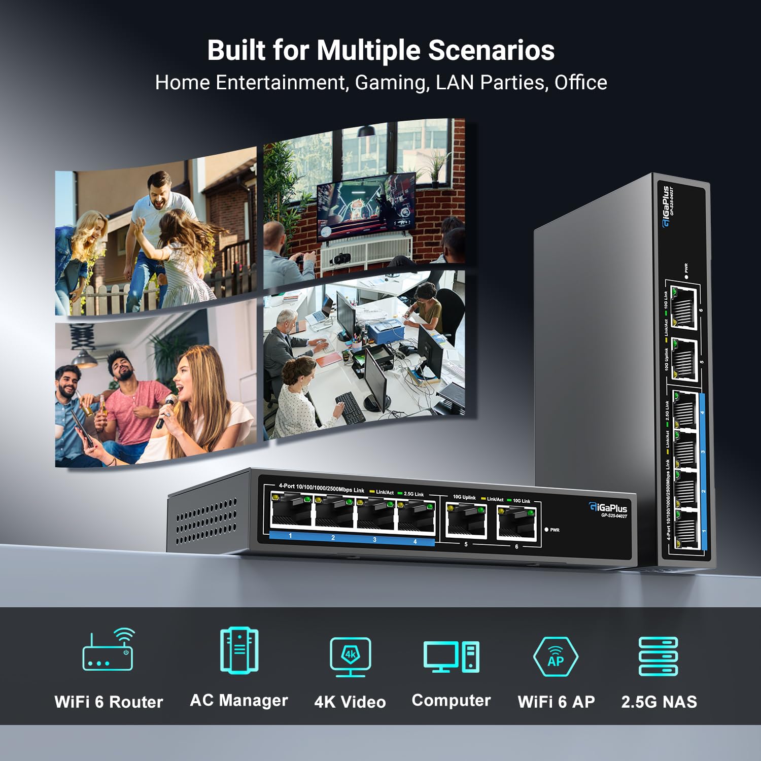 Mua 6 Ports 10Gb Unmanaged Ethernet Switch with 4*2.5G Base-T Ports, 2 ...