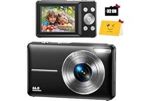 VAHOIALD Digital Camera, FHD 1080P Digital Camera for Kids with 32GB SD Card Compact Point and Shoot Camera 16X Zoom Anti Shake Portable Cameras Small Camera for Teens Boys Girls Seniors with Best Wishes Card