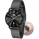 OLEVS Watch Women Mesh Watches for Women with Date Analog Quartz Ladies Watches Classic Dress Womens Wristwatch Waterproof （Blue/Black/White Face）
