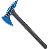 M48 Blue Tactical Tomahawk Axe and Snap On M48 Sheath - Hawk Axe | Blue Stainless Steel Blade, Piercing Spike, Grippy Reinforced Fiberglass Handle