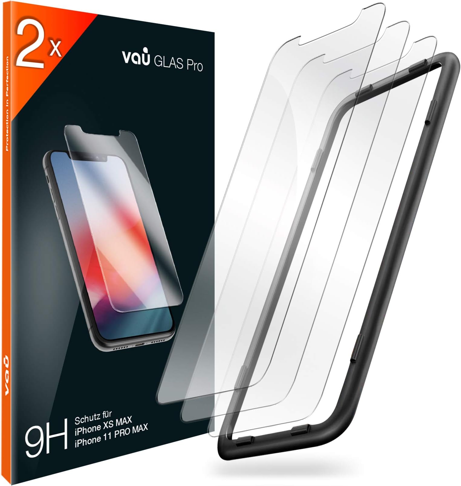vau Iphone XS Tempered Glass Screen Protector with Front Tempered Glass Film Front and Installation Tools Screen Protector for Apple iPhone/iPhone XI Plus/11 plus 6.5 OLED 2018 Clear