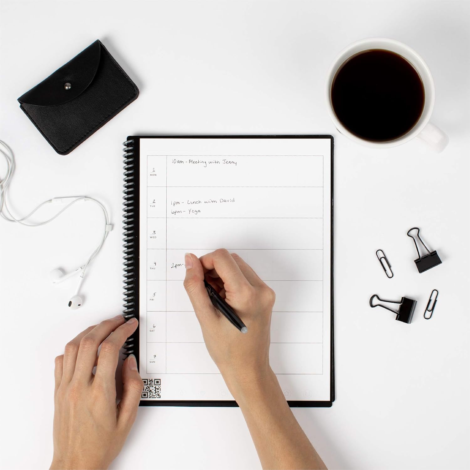 Rocketbook Fusion Smart Reusable Notebook - Calendar, To-Do Lists, and Note Template Pages with 1 Pilot Frixion Pen and 1 Microfiber Cloth Included - Infinity Black, Executive Size (6" x 8.8") : Office Products