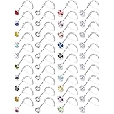 Lsnevsie 18G 20G 22G Nose Rings Studs Piercing Jewelry for Women 316L Surgical Steel L Shaped Screw Straight Diamond CZ Nose Rings Studs Nostril Piercing Jewelry for Women Men Hypoallergenic
