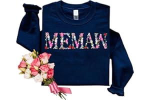 Regamor Embroidery Floral Memaw Sweatshirts For Grandma Gift Sweatshirt From Grandkids Flower Gift Mothers Day Christmas