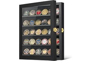 Kacorn Coin Display Case 11"x14" Challenge Military Coin Holder Wooden American Flag Medal Poker Chip Wall Cabinet Decor Gift for Collector, Grandfathers, Fathers, Comrade-in-arms