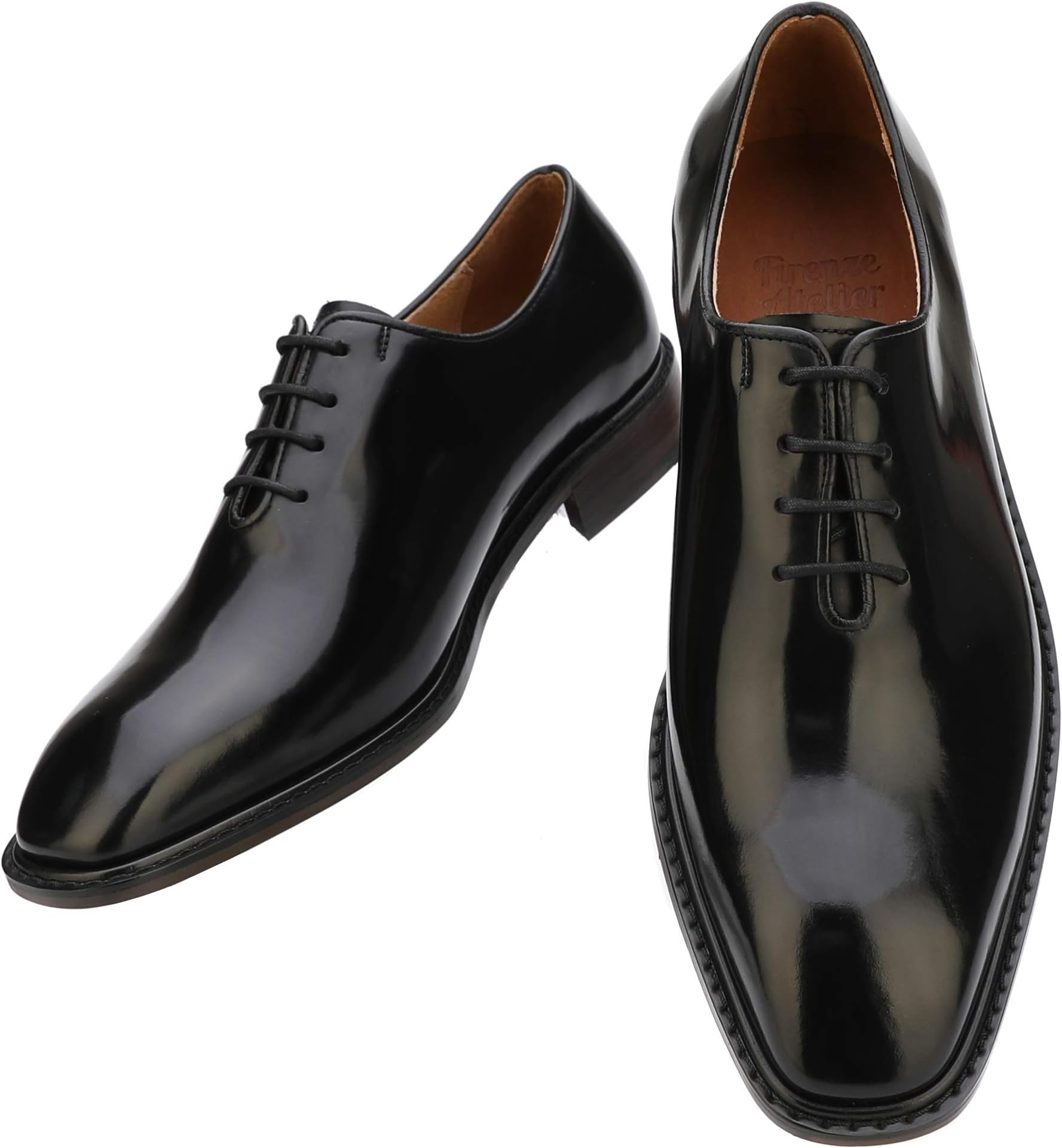 Firenze Atelier Men's Handmade Leather Classic Wholecut Oxford Derby Dress Shoes
