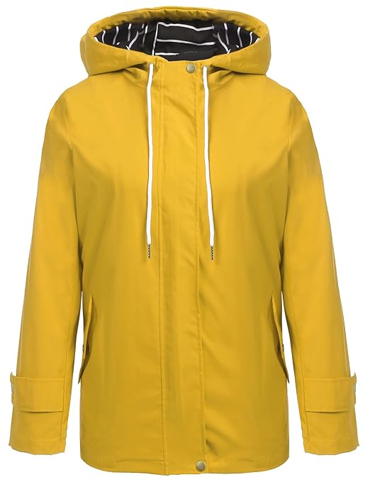 Zeagoo Damen Regenmantel Regenjacke Übergangsjacke Windbreaker Outdoor Kapuzenjacke Regenponcho Regenparka Wasserdicht Atmung