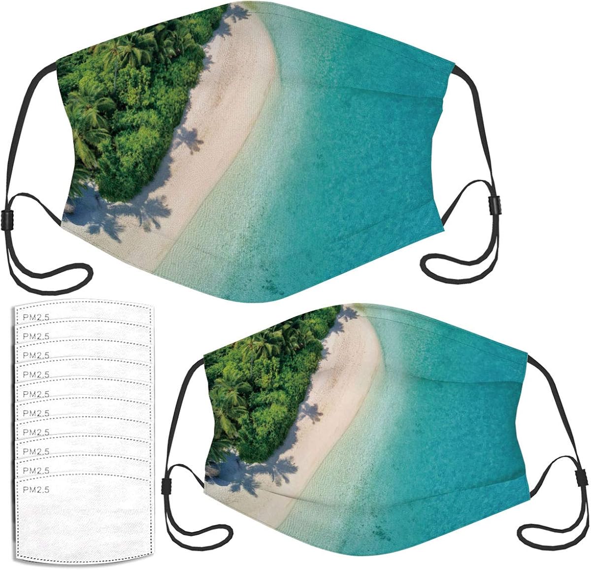 Face Mask Aerial Photo of Tropical Maldives Beach On Masks for Adult