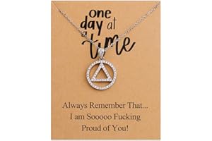 TIIMG Sobriety Gift One Day At A Time Addiction Recovery Inspirational Jewelry Gifts AA NA Sober Necklace