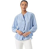 Sam Edelman Womens Tarra Ruffle Button Down Shirt with Tie Front Standard