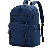 VASCHY School Backpack,Two Compartments Daypack Bookbag Schoolbag for High School Teen Boy Girls/College/Work/Men Women Navy