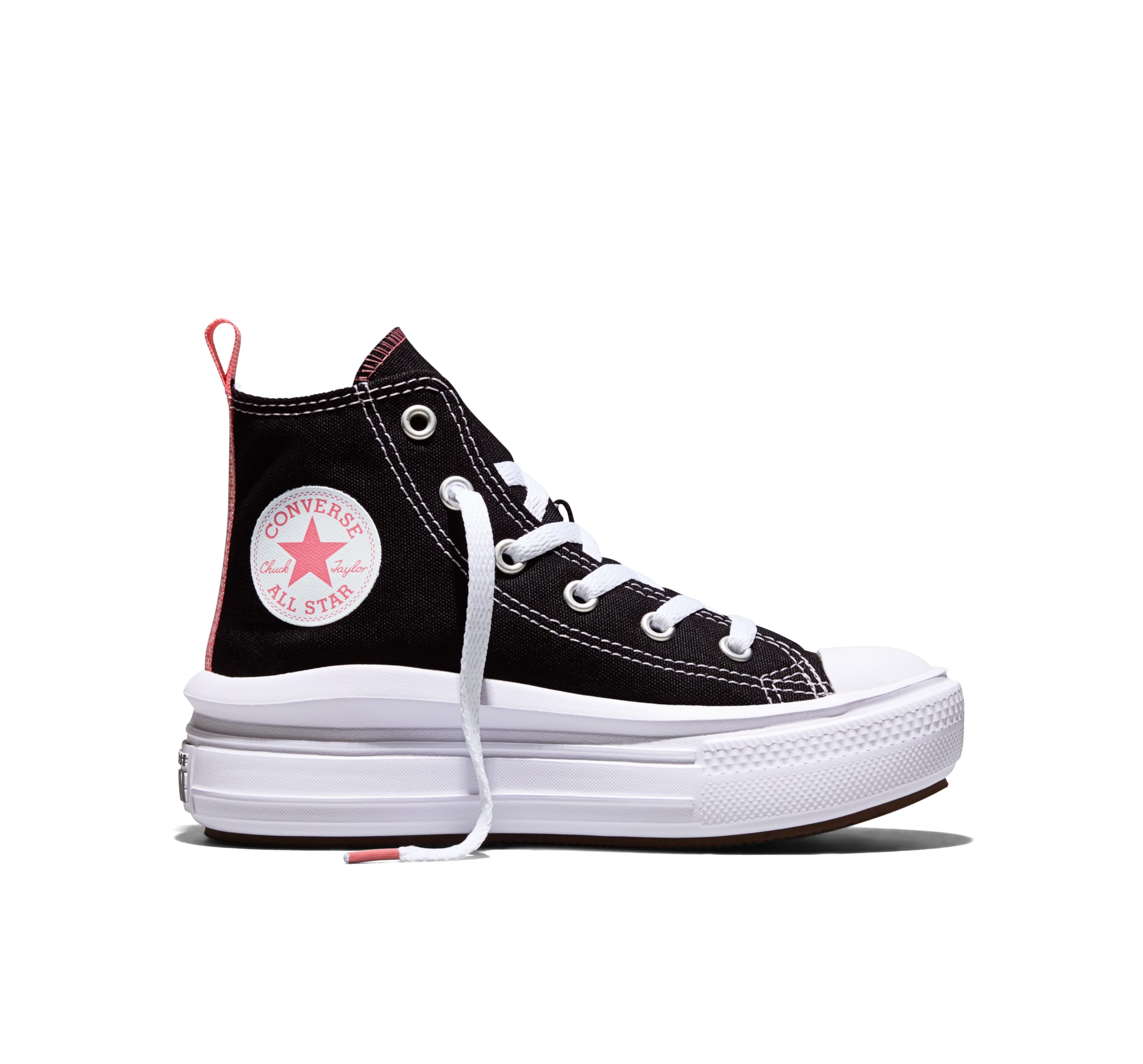 Converse Kids Chuck Taylor All Star Move Color Pop Platform HI, Black/Pink Salt/White, 13 Image