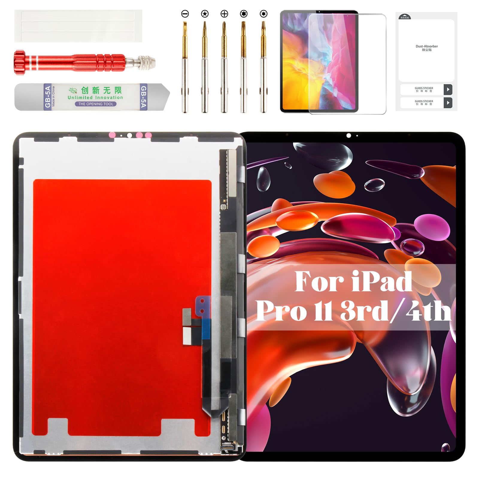 Photo 1 of for iPad Pro 11 3rd Screen Replacement 2021 for iPad Pro 11 2022 Screen Touch Display for iPad Pro 11 3rd/4th Gen A2301 LCD Digitizer Assembly Repair Kits A2435 Black