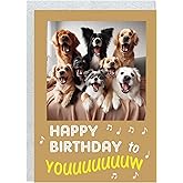 Gooji 5x7 Dogs Birthday Card, Funny Humorous Cute Card for Wife Husband Teenage Young Boy Girl Men Women Adult, Corgi Golden (Sing)