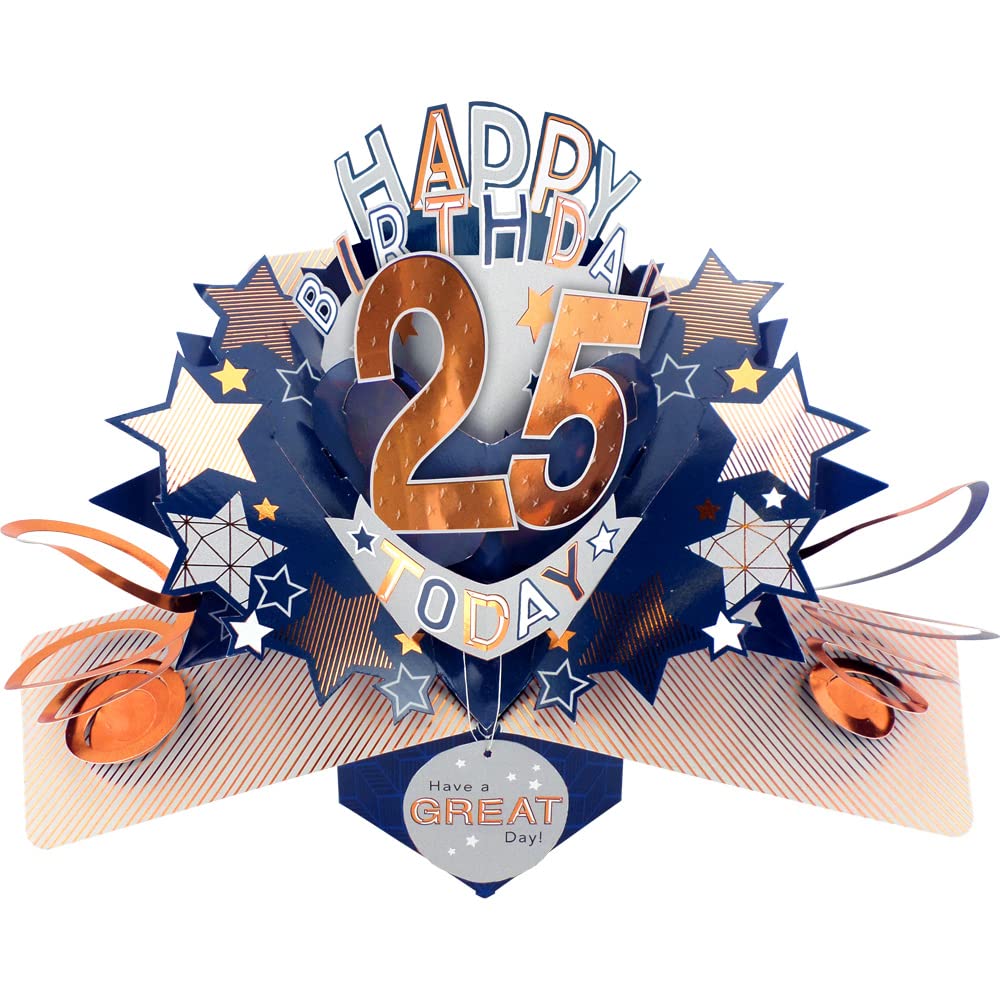 Happy 25th Birthday 25 Today Pop-Up Greeting Card Love Kate's Pop Up Cards Him POP204MC25