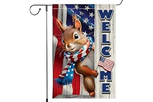 RMXJKIIU American 4th of July Garden Flag 12x18 Inch Double Sided Small Burlap Patriotic US Garden Flags Squirrel Outdoor Yard Porch Patio Farmhouse Lawn Flag Decoration