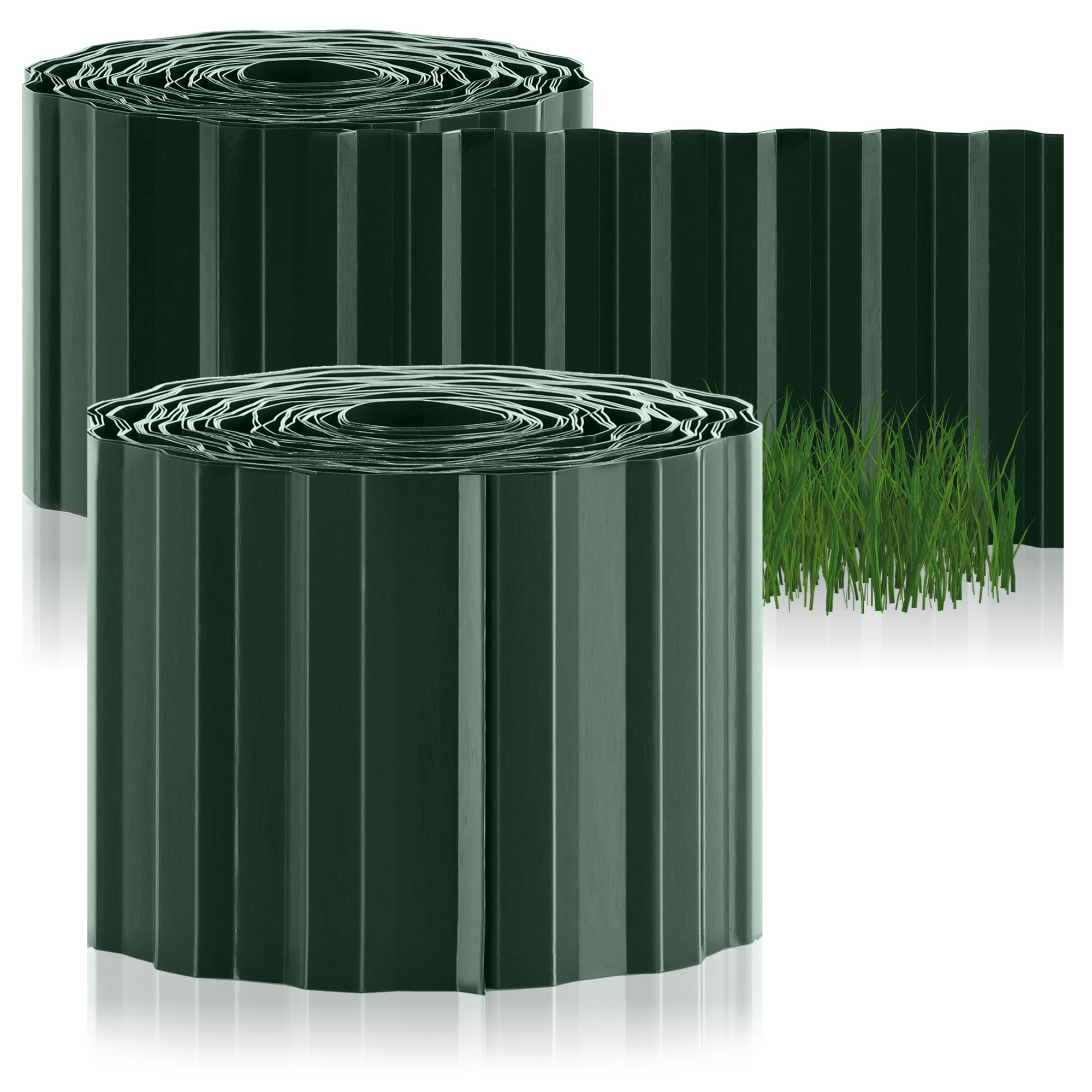 COM-FOUR® 2x lawn edge 10 x 900 cm made of plastic - flexible bed edging for lawn, flower bed or as a mowing edge - grass edge, length individually adjustable - bed edging