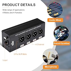 Copkim 8 Pack 4 Channel 3 Pin Multi Network XLR