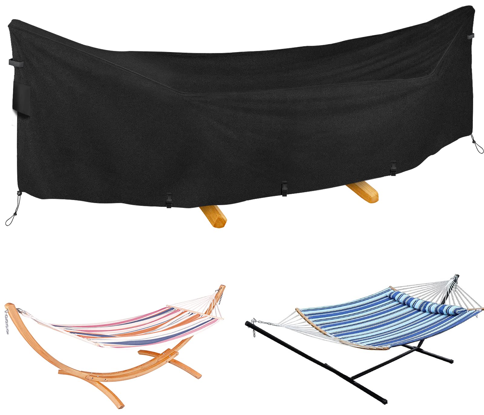 Hammock Cover Waterproof, L 310 x H 80 cm 420D Oxford Fabric Cover, for Outdoor Garden Hammocks with Spreader Bars and Double Hammocks with Stand and Frame, Waterproof, Windproof, Dust-proof, Anti-UV