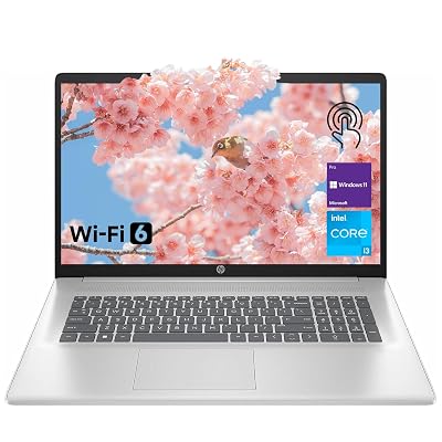 HP High-Performance Laptop, 17.3" HD+ Touchscreen, 8-Cores Intel i3-N305, 32GB RAM, 128GB eMMC + 1TB PCIe SSD, Webcam, HDMI, Numeric Keypad, Wi-Fi 6, Windows 11 Pro, Silver