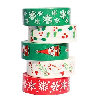 5 rollos de cinta adhesiva washi de navidad 0 6 pulgadas x 32 8 pies cinta decorativa washi para albumes de recortes diario de balas planificador
