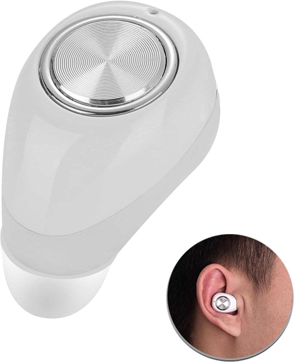 Bluetooth Headset Wireless Headphone Stereo Earphone Mini Invisible Earbud Hands-Free with Mic 8 Hours Talking Time 6 Hours Music Time for iPhone 7 7 Plus Samsung S8 S7 LG G5 (White)