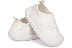 CHARROST Baby First-Walking Shoes 1-4 Years Kid Shoes Trainers Toddler Infant Boys Girls Soft Sole Non Slip Cotton Canvas Mesh Breathable Lightweight TPR Material Slip-on Sneakers Outdoor