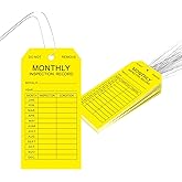 Monthly Inspection Tags (100-Pack), PVC-Plastic Tear & Water Resistant,Safety Tags with with Wires Attached,Inspection Record